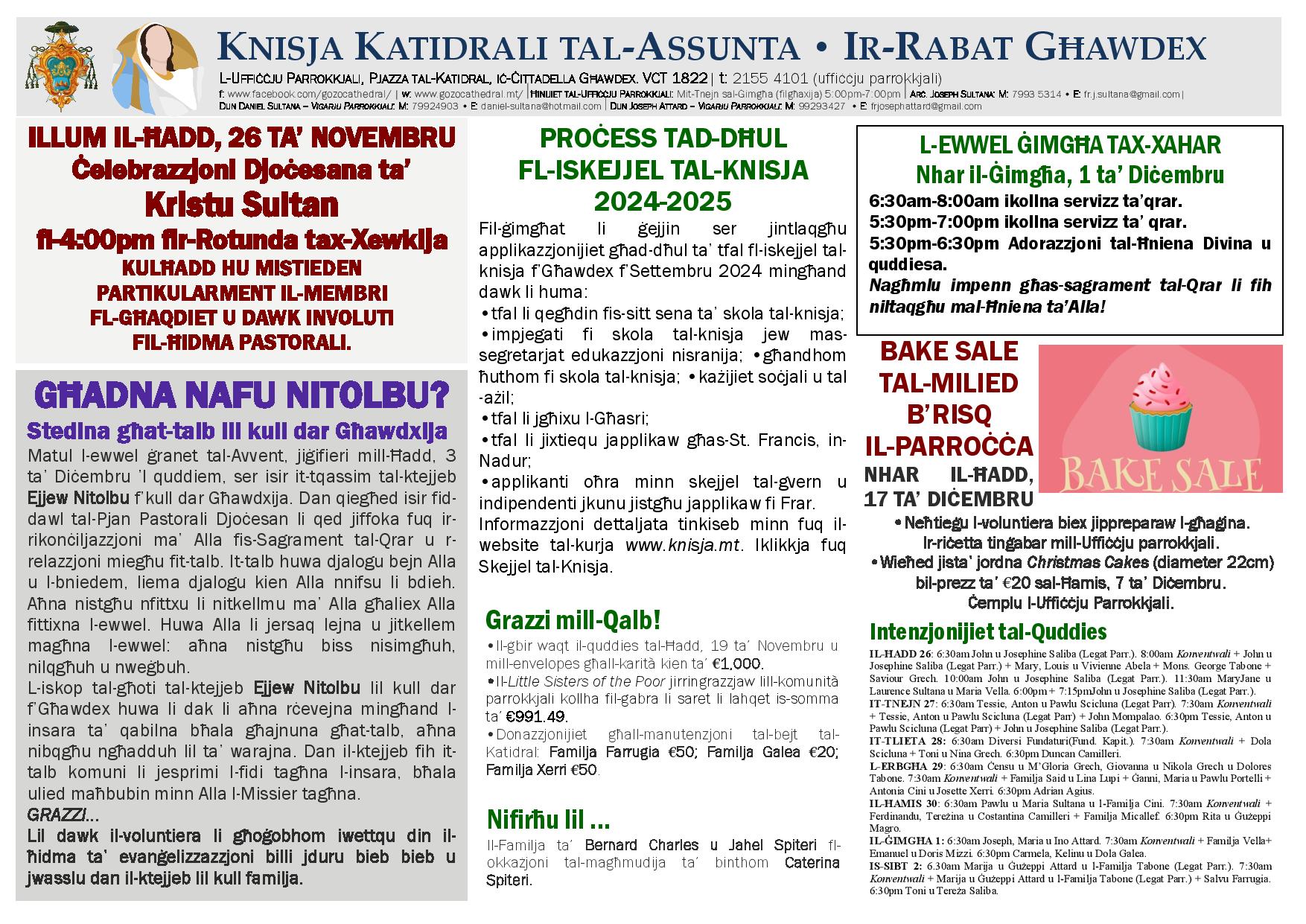 Bullettin 26 ta' Novembru 2023
