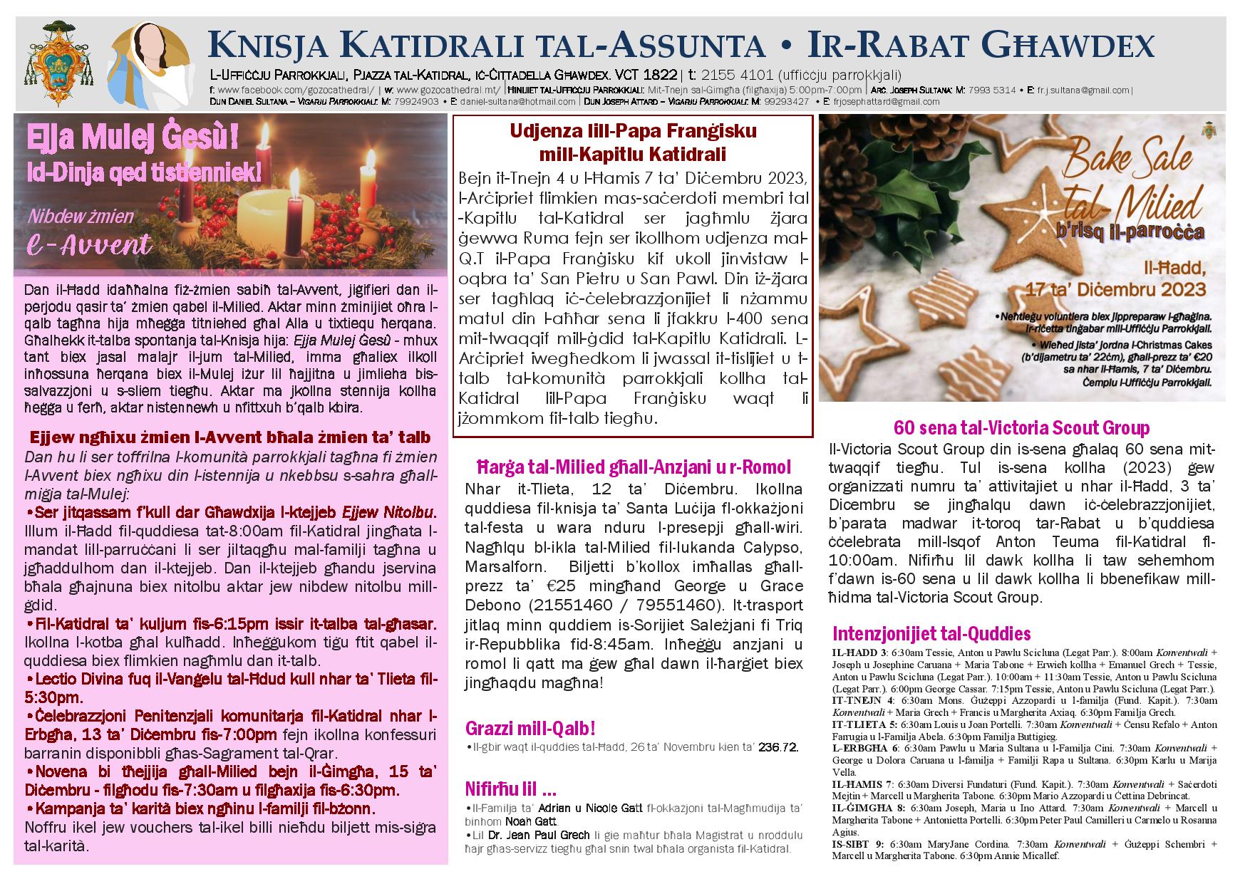 Bullettin 3 ta' Diċembru 2023