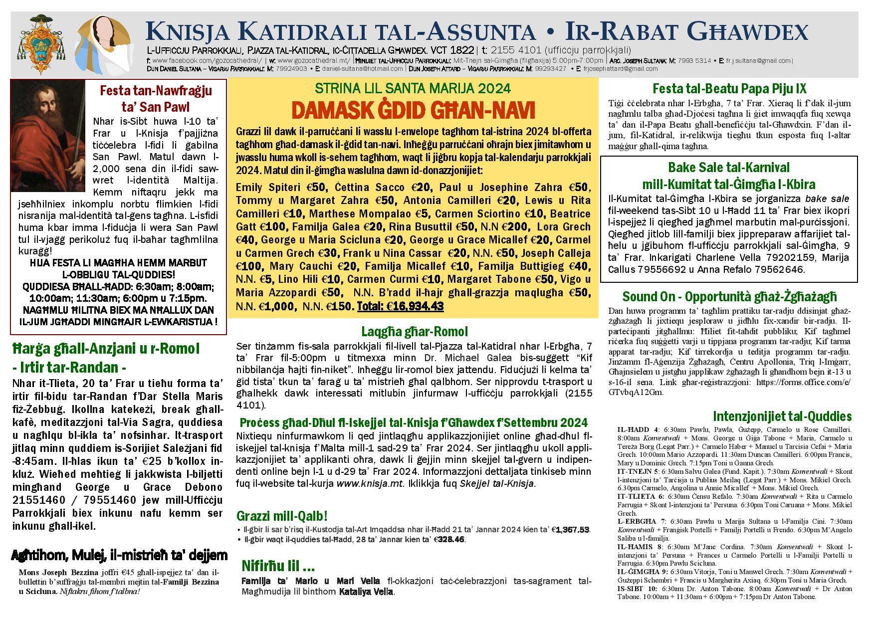 Bullettin 4 ta' Frar  2024