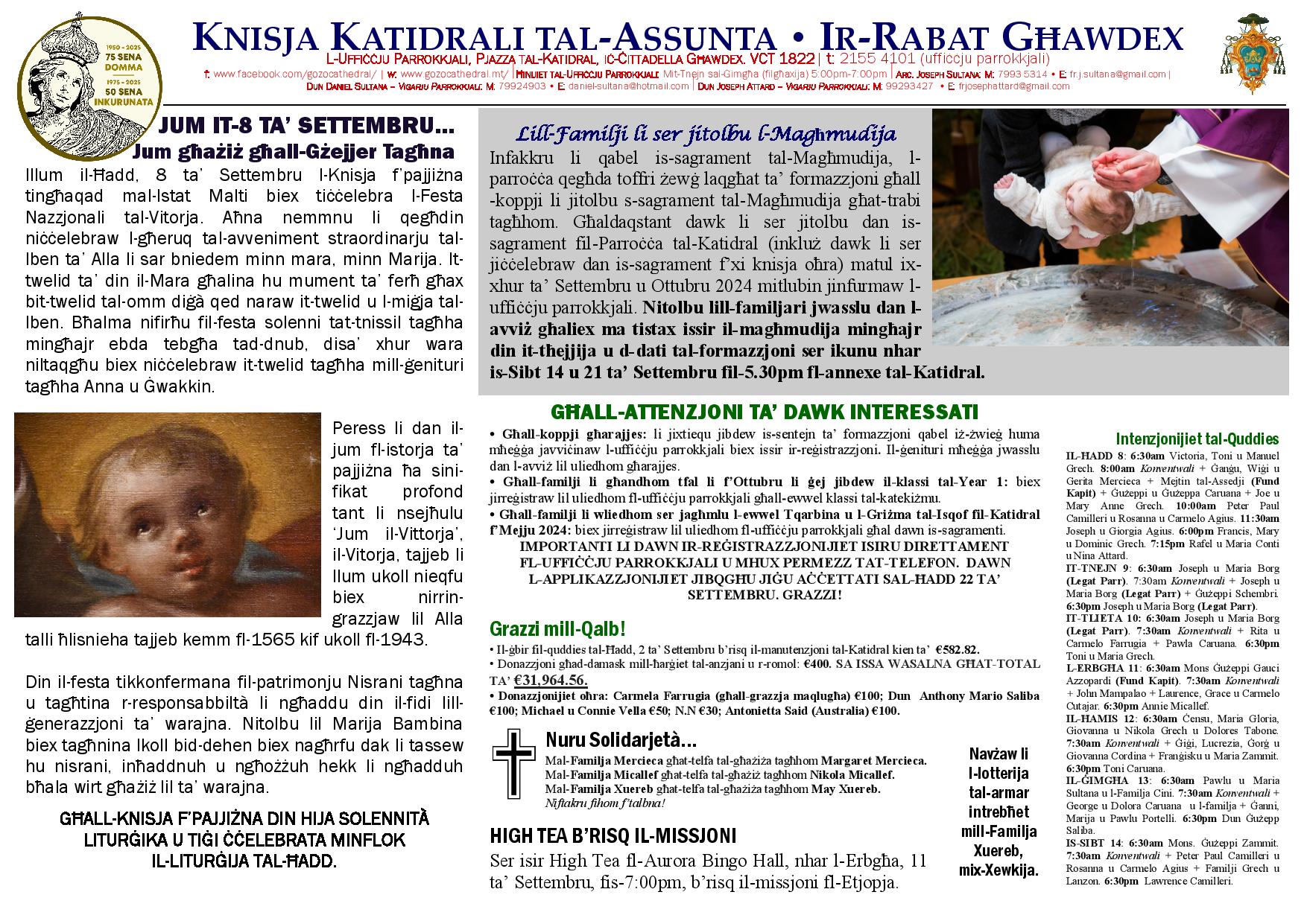 Bullettin 8 ta' Settembru 2024