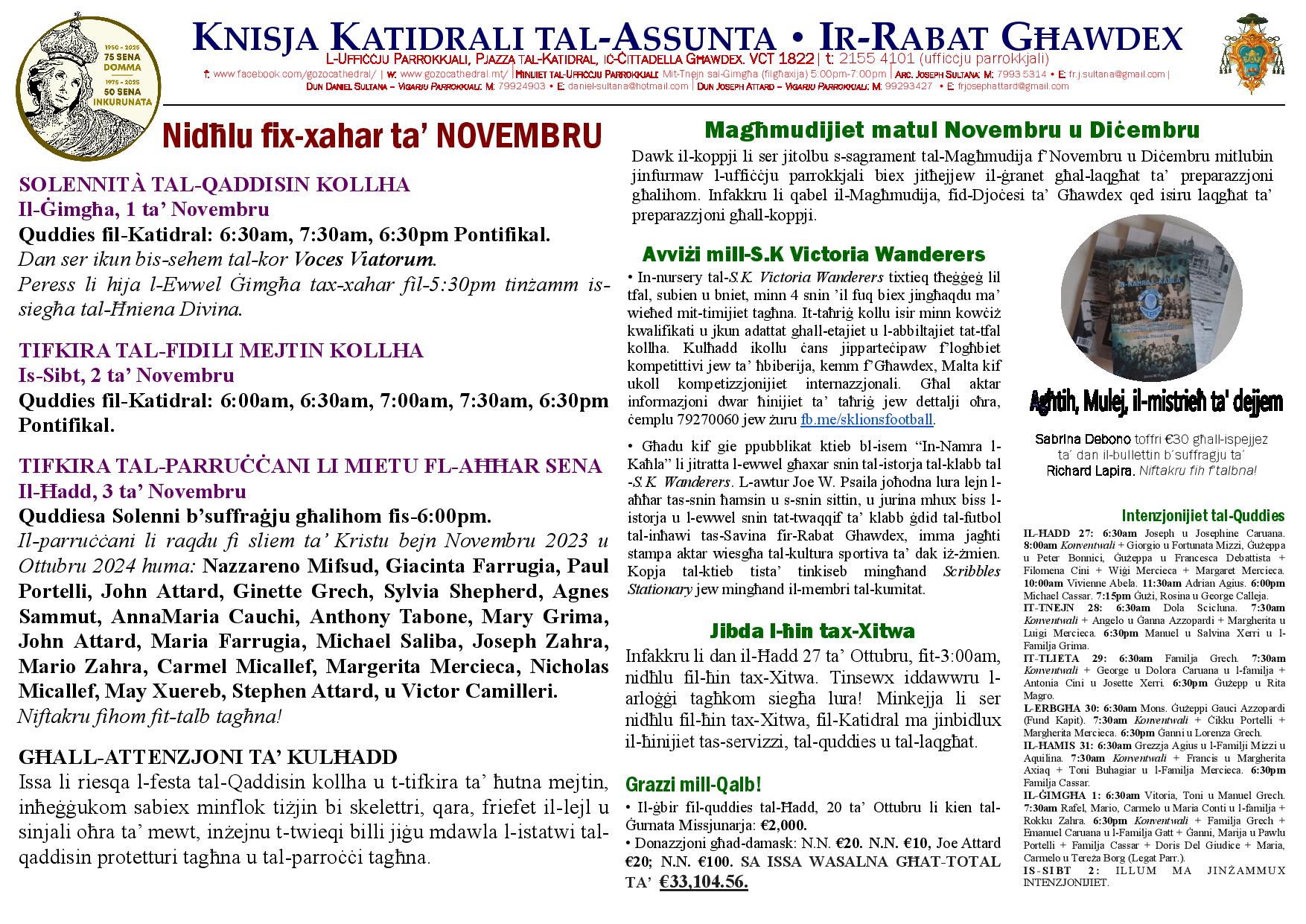 Bullettin 27 ta' Ottubru 2024