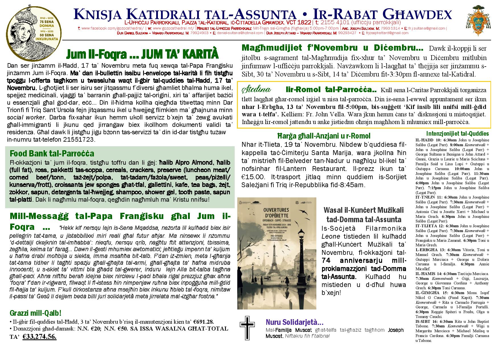 Bullettin 10 ta' Novembru 2024