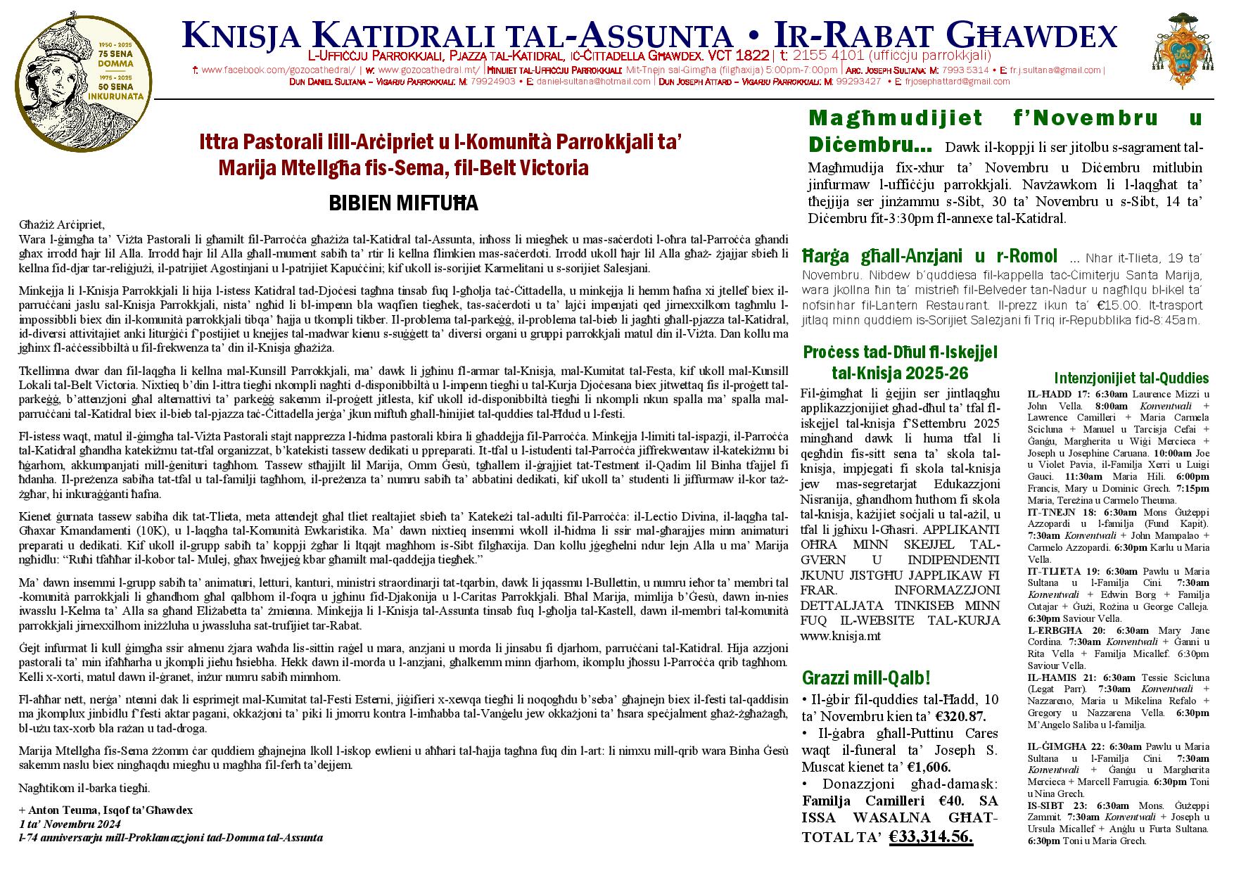 Bullettin 17 ta' Novembru 2024