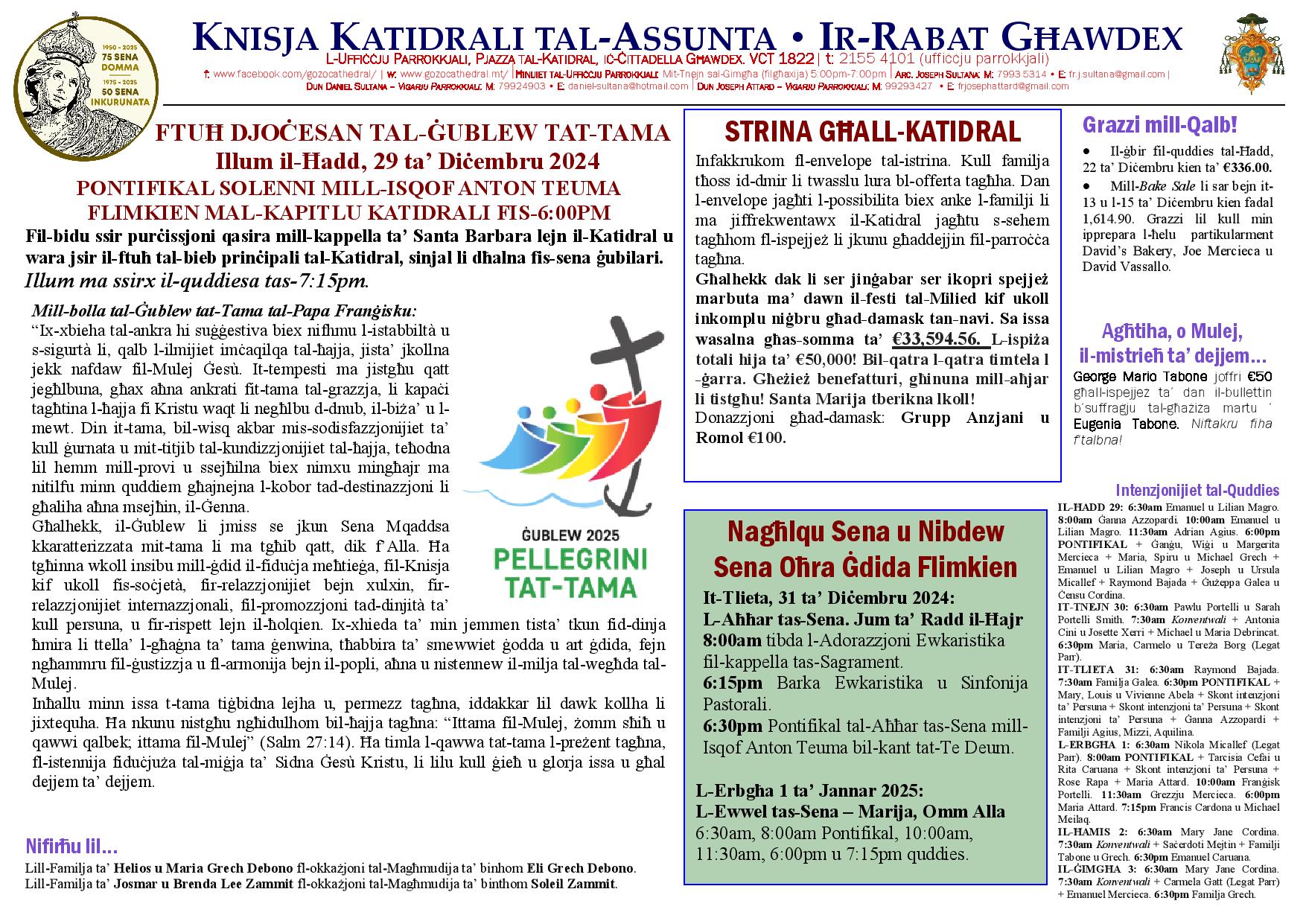 Bullettin 29 ta' Diċembru 2024
